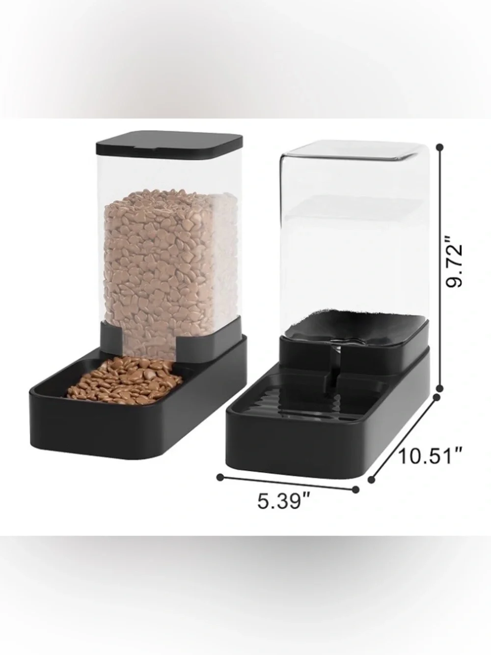 Automatic Cat Feeder and Water Dispenser in Set with Pet Food Bowl,(3.3L,Black)